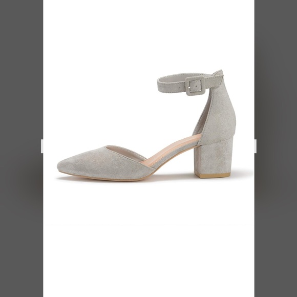 NEW 🚨OFF WHITE COLOR 🚨 FISACE Womens Low Mid Square Heel Ankle Strap Sandal - Picture 3 of 8